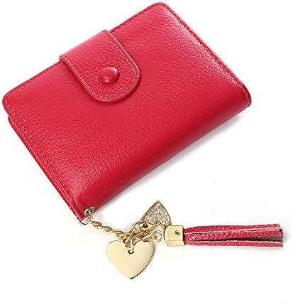 Wallet ID Credit Card Holder,Women's Card Holder purse Mini Credit Card Case Wallet with ID Window Colors(RoseRed)