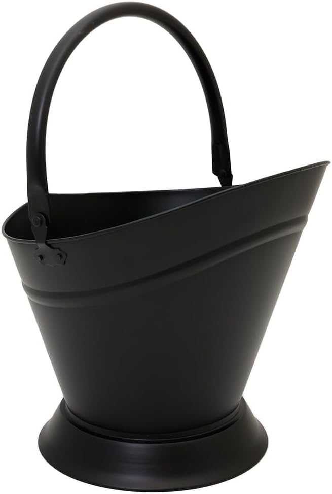 CHARLES BENTLEY Black Matte Iron Coal Bucket 3KG Fireplace Storage Carry Handle