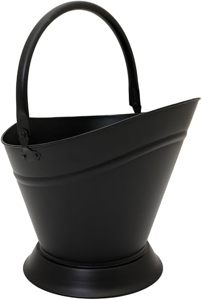 CHARLES BENTLEY Black Matte Iron Coal Bucket 3KG Fireplace Storage Carry Handle