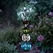Exhart Solar Green Cracked Crystal Ball Yard Stake w/ 6 LED Lights & Glass Ball Bead Details - Glass Globe Metal Stake, Glass Ball Ground Stake, Glass Orb Outdoor Lights, 3.5