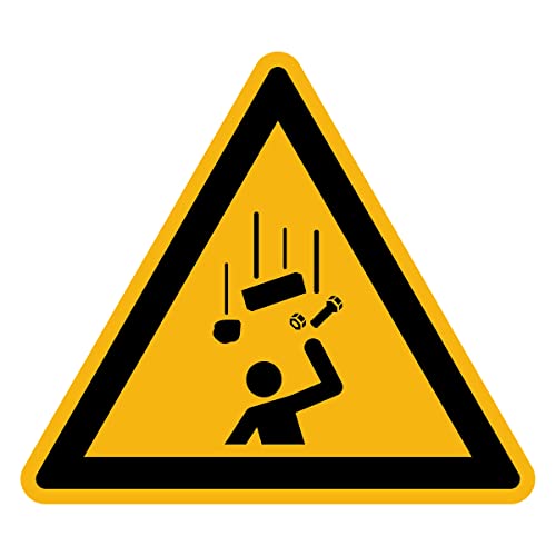 Sticker Danger Warning NF ISO 7010 - Laminated Triangular Signage Adhesive Sticker Water and UV Resistant - Falling Objects - 60x60 cm