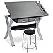 Tangkula Drafting Table Art & Craft Drawing Desk Art Hobby Folding Adjustable w/Stool and Drawers Craft Station (Black with 2 Drawers)