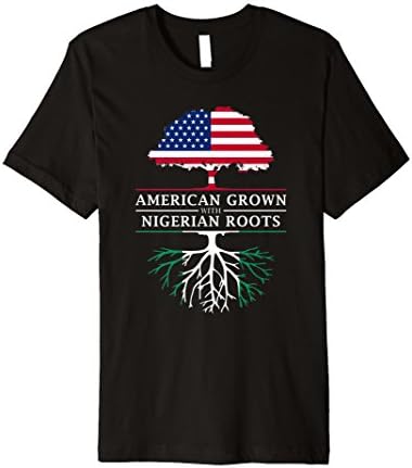 Mens American Grown with Nigerian Roots T-Shirt - Nigeria Shirt Medium Black
