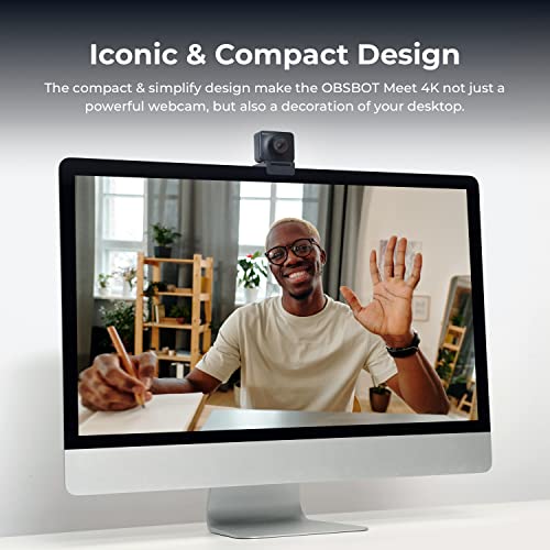 OBSBOT Meet 4K cam, AIPowered Auto Framing, HDR, 4X Zoom, Computer