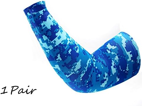 Compression Arm Sleeves - Outdoor Sports Cooling Arm Sleeves UV Protection for Men, Women, Kids - Sun Block Cooler Protecitve Hands Arm Cover for Driving, Cycling, Football, Running (CAMO)
