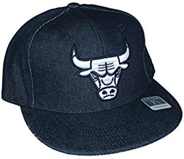 Chicago Bulls Fitted Size 7 3/8 Denim Navy Blue Hat Cap White Logo