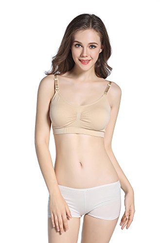 3Pack Seamless Maternity Nursing Bras Wirefree Bralette with Extra Bra Extenders & Clips