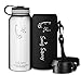 Swig Savvy’s Stainless Steel Insulated Water Bottle, Wide Mouth 32 Oz Capacity, Double Wall Design, for Hot and Cold Beverages, Incloueds Pouch and Coffee Lid