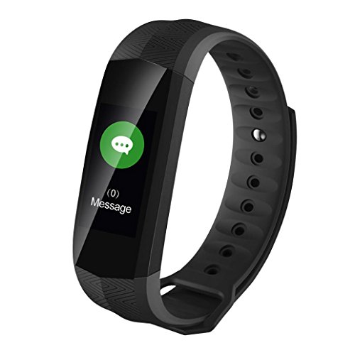 Boofab Fitness Tracker Blood Pressure Heart Rate Monitor Waterproof Activity Tracker Bluetooth Wireless Smart Wristband Bracelet CD02 (Black)