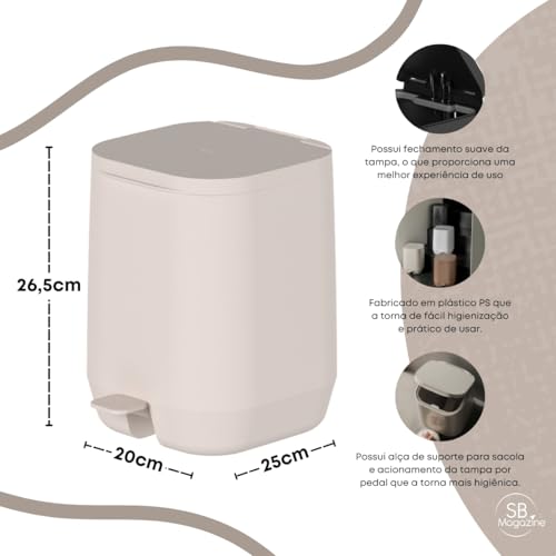 Ou Lixeira de piso/parede 6L Bege Linha Aura