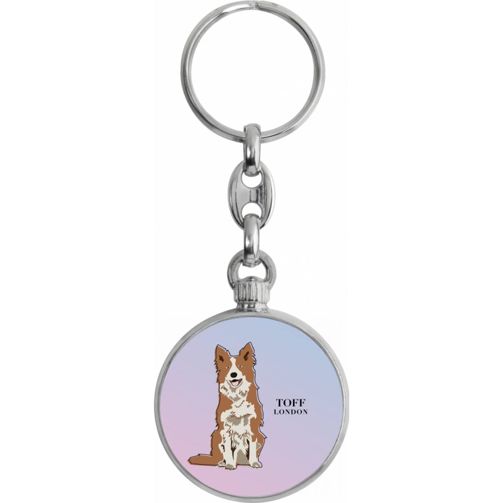 Toff London Brown And White Border Collie Dog Keyring