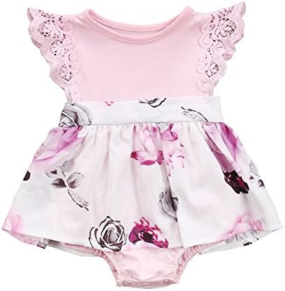 Big Sister Little Sister Floral Matching Clothing Lace Ruffle Sleeve Romper&Dress Outfit Family Clothing