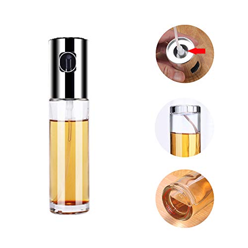 Cdycam Olive Oil Sprayer Misters Bottle, 100ml Food-grade Glass Oil Vinegar Soy Sauce Dispenser Pump Sprayer for BBQ, Grilling, Kitchen, Cooking, Salad, Bread Baking, Frying, Pack of 2 - Thumbnail 2