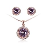 Fashion Plaza Rhodium Plated Basket Set Cubic Zircon Cz Necklace and Earring Jewelry Set S91