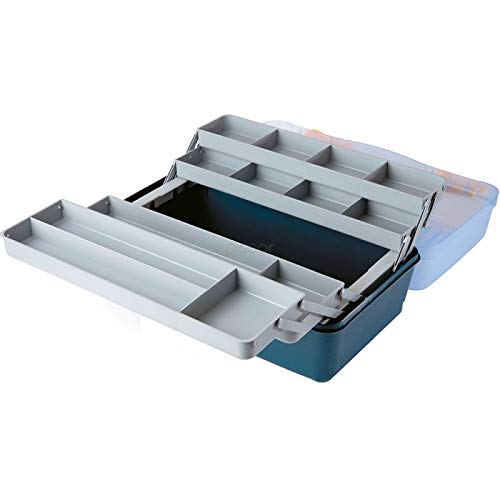 Lineaeffe Koffer Tasche Angelköffer mit 4 Schatchteln und transparentem Deckel 46 x 28 x 22 cm Carpfishing Angeln