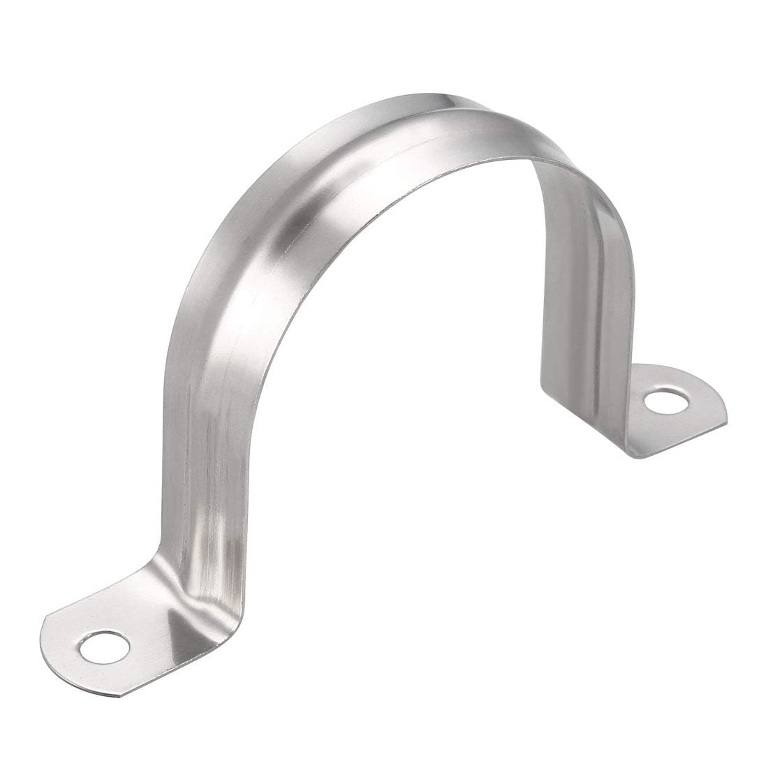 TA-VIGOR 5Pcs Rigid Pipe Straps, 60mm 2 Holes Stainless Steel Tension Tube Clip Clamp, Heavy Duty Conduit Clamps for Pipe Tube Wire Fixing, Laying Plumbing, Electricity, Exhaust