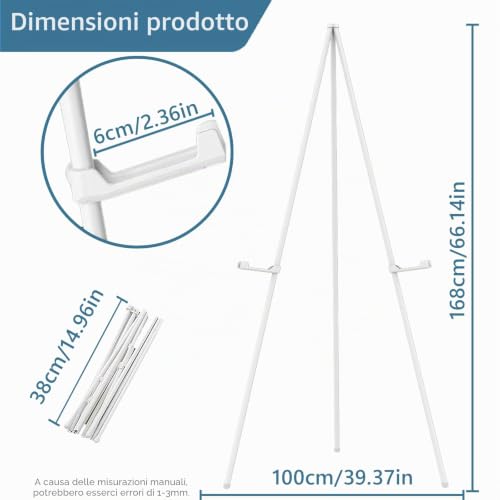 Painting Easel, 160 Folding Portable Tripod Painters Easel for Exhibitions, Presentations, Posters, Art Displays(White)