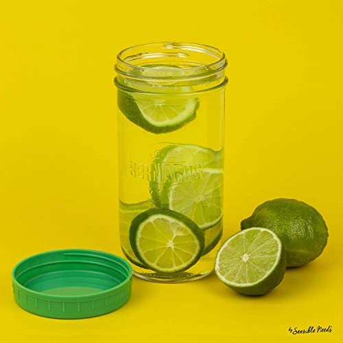 16 Pack Colored Plastic Ball Jar Lids, Kerr 8 Regular Mouth & 8 Wide Mouth Mason Jar Lids