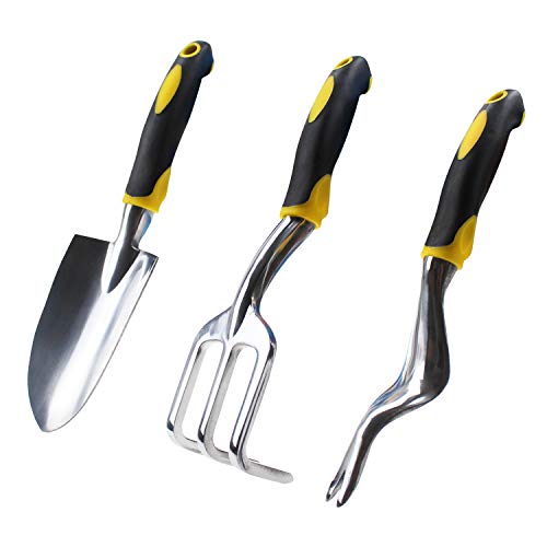 Kalim 3 Piece Garden Tools Set, Stainless Steel Heavy Duty Gardening kit with Soft Rubberized Non-Slip Handle - Thumbnail 5