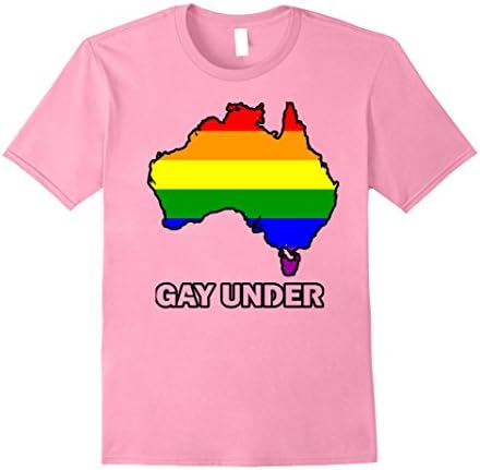 Mens Gay Australia T-Shirt - GAY UNDER TEE - Yes for Gay Marriage Small Pink
