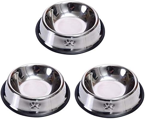 Ycnpeatt 3 Piece Stainless Steel Cat Bowls Non Slip Anti Spill