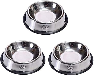 Ycnpeatt 3 Piece Stainless Steel Cat Bowls Non Slip Anti Spill