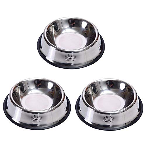 3 Piece Cat Bowl Stainless Steel Anti-slip Non-spill Cat Food Bowl£¬for Cats Puppies Rabbits Small Pets