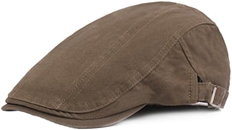 Men's Washed Cotton Duckbill Newsboy Beret Solid Ivy Cap Cabbie Driving Flat Cap