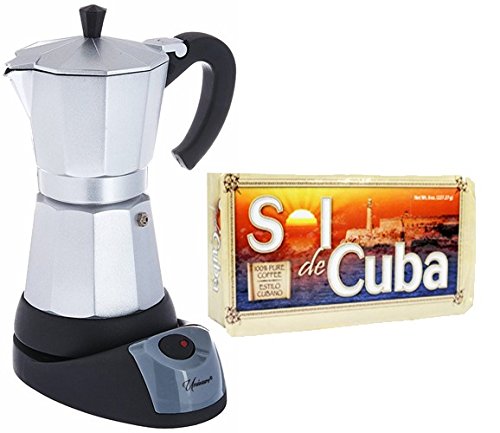 Click Here to See More Images Electric Cuban / Espresso Coffee Maker 6 Cups. 8 oz Pack of Coffee Included