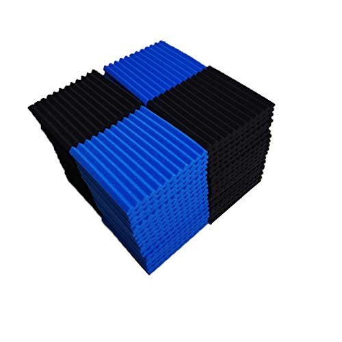 96 Pack Black/Blue Acoustic Panels Studio Foam Wedges 1" X 12" X 12" Sound-proofing,Sound Absorption (96PACK, Black&Blue) - Thumbnail 2