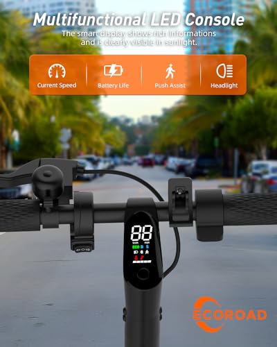 ECOROAD Electric Scooter EC6, 400W Peak Motor & 19 MPH Adults Commuting Scooters, 15 Miles Long Range Electric Kick Scooters, 8.5