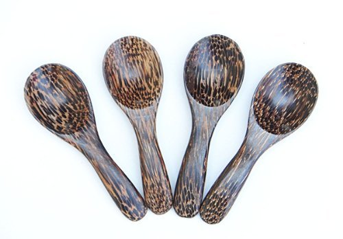 Wooden Small Spoons Salt Sugar Seasoning Spoon Utensils Flatware Hand Carved Palm Wood
