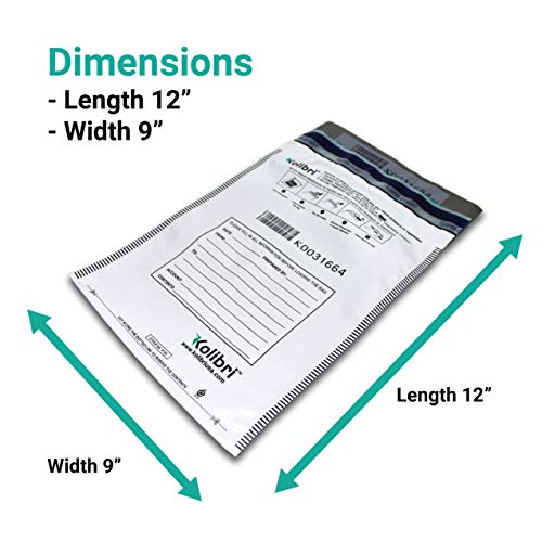 Kolibri Level 4 Security Bank Deposit Bags 9" x 12"- 100 Pack | Tamper Evident Traceable Self-Adhesive Poly Bags for Cash, Checks, Money or Currency Bank Deposits