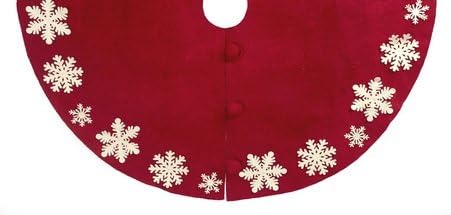 Arcadia Home T2 Tacked Snowflake Christmas Tree Skirt, Large, Red