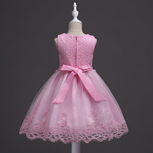 ZAH Girl Dress Kids Ruffles Lace Party Wedding Dresses(Pink,2-3Y) - Thumbnail 7
