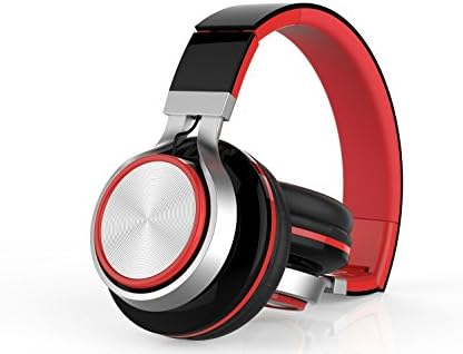 Headphones, Honstek Stereo Foldable On-ear Headphones, Lightweight and Adjustable Headset for iPhone iPad Android Cellphones Laptop PC (Black/Red)