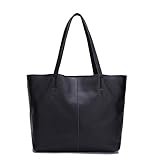 Damero Women's Soft Vintage Leather Shoulder Bag with Removable Lining (Medium, Black)