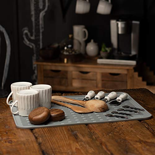 Silicone Dish Drying Mat 24 X 18 Extra Large Dish Drying Mat (Grey