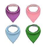 Alva Stylish Baby Solid Bandana Drool Bibs for Boys and Girls 4 Pack of Super Absorbent Baby Gift Sets SJB01