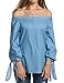 Zeagoo Women's Off The Shoulder Knotted Long Sleeve Loose Blouse Tops