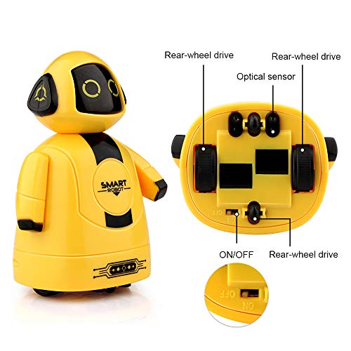 Betheaces Mini Inductive Robot Kids Magic Pen Boys Girls Birthday Gift Toddler Smart Educational Toys with Eye LED Light Intelligent Novelty Robotics Kit Batteries Included-1 Piece (Yellow) - Thumbnail 2