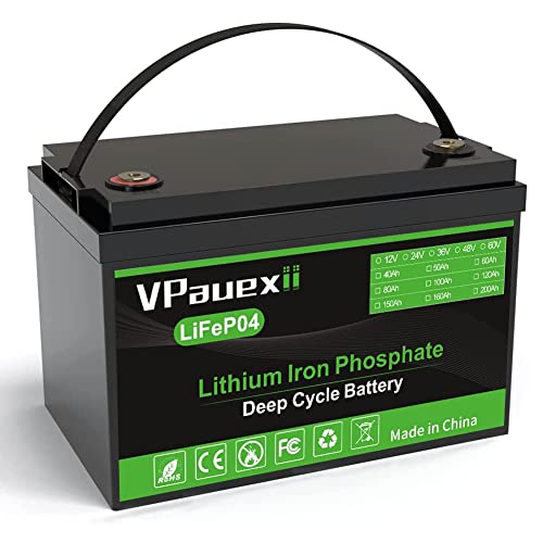VPauexii LiFeP04 Battery,12V 100Ah Lithium Deep Cycle Battery, 12v