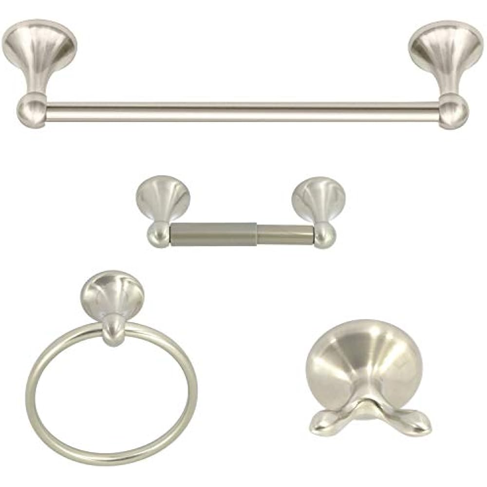 Nuk3y Modern 4 Piece Bathroom Hardware Towel Bar Accessory Set (Satin