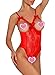 Lingerie for Women Sexy One-Piece Teddy Lingerie Bodysuit Lace Nightie (Large (fits like US Medium), Red)