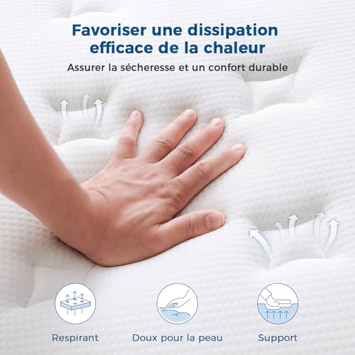 Inofia Ace Hybrid Mattress 120 x 200 cm H3 Firm Mattress with Breathable Memory Foam and Independent Bagged Springs, 7 Ergonomic Zones, Extra Comfort for Adults and Children