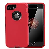 iPhone 8/ iPhone 7 Shockproof Case, AICase [Heavy Duty] [Full Body] Tough 3 in1 Rugged Armor Water-Resistance Cover Shock,Reduction/Bumper Case for Apple iPhone 8/7 (Red/Black)