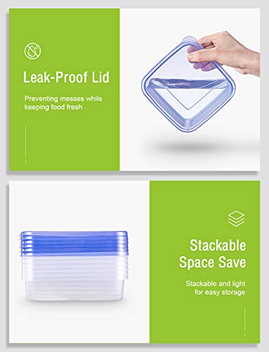 Deik Food Storage Containers, BPA-Free Plastic Lunch Containers 20 Pieces, Safe for Dishwasher, Freezer, Microwave, FDA Approved