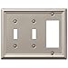 Decorative Wall Switch Outlet Cover Plates (Brushed Nickel, 2 Toggle 1 Rocker)
