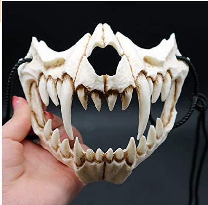 Halloween Skeleton Werewolf Scary Party Cosplay Festival Animal Skeleton Mask - Resin Half Face Skull Mask