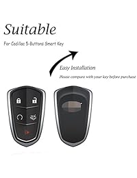 KMT ABS coche Smart Remote Key Fob Case Protectora Shell sin llave tecla Enter Fit Cadillac CT6 ATS CTS-V cts XTS XT5 ELR SRX Escalade 5-buttons clave (Paquete de 1 pieza)